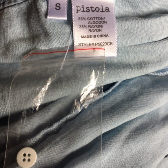 Pistola Starlight Chambray Frayed Hem Shirt Small - Picture 4 of 5